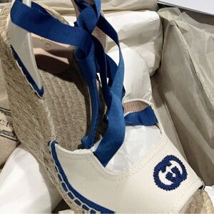 Women's Blue & White Espadrille Wedges 39.5 Brand new